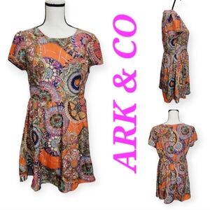 Ark and Co print mini princess cut dress
